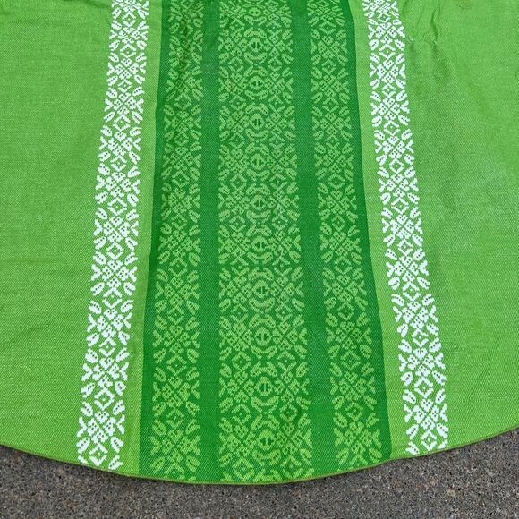 Vintage 60s 70s MCM Green Avocado Olive Vinyl Felt Back Oblong Table Cloth 59x52 - Picture 2 of 5